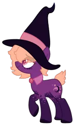 Size: 1435x2431 | Tagged: safe, artist:crystalponyart7669, derpibooru import, oc, oc:dusk aurora, unofficial characters only, earth pony, pony, colored hooves, female, hat, mare, raised hoof, short tail, simple background, solo, transparent background, witch hat