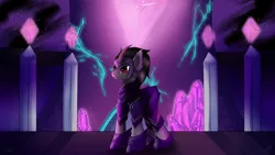 Size: 3840x2160 | Tagged: safe, artist:drarkusss0, derpibooru import, oc, oc:zegrath, unofficial characters only, original species, armor, crystal, dark, fic, power, soldier, solo
