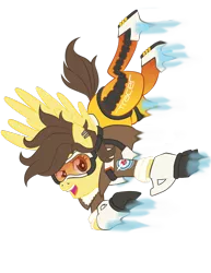 Size: 1024x1325 | Tagged: safe, artist:violetfeatheroficial, derpibooru import, ponified, pony, crossover, overwatch, simple background, solo, tracer, transparent background, vector