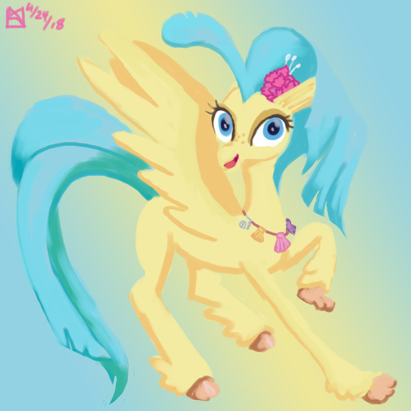Size: 1500x1500 | Tagged: artist:kelseyleah, classical hippogriff, derpibooru import, gradient background, hippogriff, my little pony: the movie, princess skystar, safe, solo