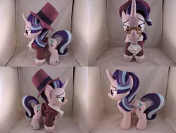 Size: 1597x1199 | Tagged: safe, artist:little-broy-peep, derpibooru import, snowfall frost, starlight glimmer, pony, clothes, hat, irl, photo, plushie, solo, top hat