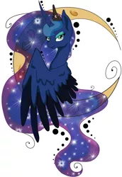 Size: 1280x1857 | Tagged: safe, artist:caldercloud, artist:satoshisdarkchan, derpibooru import, princess luna, alicorn, pony, curved horn, female, looking at you, mare, simple background, solo, tattoo design, white background