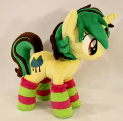 Size: 1138x1124 | Tagged: artist:lioncubcreations, clothes, derpibooru import, irl, oc, oc:northern spring, photo, plushie, safe, socks, solo, striped socks, unofficial characters only