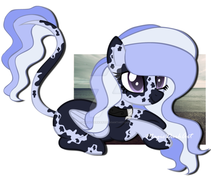 Size: 1024x889 | Tagged: safe, artist:magicdarkart, derpibooru import, oc, unofficial characters only, pegasus, pony, female, mare, prone, simple background, solo, transparent background, watermark