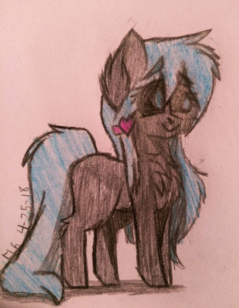 Size: 2452x3164 | Tagged: android, artist:lillucy6, chest fluff, derpibooru import, female, hairpin, long mane, long tail, mare, oc, oc:mavi, safe, solo, traditional art