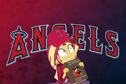 Size: 825x550 | Tagged: safe, derpibooru import, edit, sunset shimmer, equestria girls, baseball, los angeles angels, los angeles angels of anaheim, mike scioscia, mlb, obligatory pony, sports