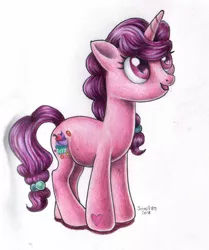 Size: 850x1015 | Tagged: safe, artist:andpie, derpibooru import, sugar belle, pony, heart eyes, solo, traditional art, wingding eyes