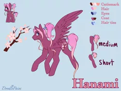 Size: 1024x768 | Tagged: safe, artist:doodlepaintdraws, derpibooru import, oc, oc:hanami, pegasus, pony, female, mare, reference sheet, solo