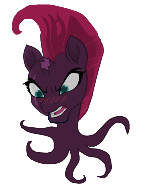 Size: 884x1080 | Tagged: broken horn, derpibooru import, eye scar, my little pony: the movie, not salmon, octopus, safe, scar, simple background, solo, species swap, tempest shadow, transparent background, wat