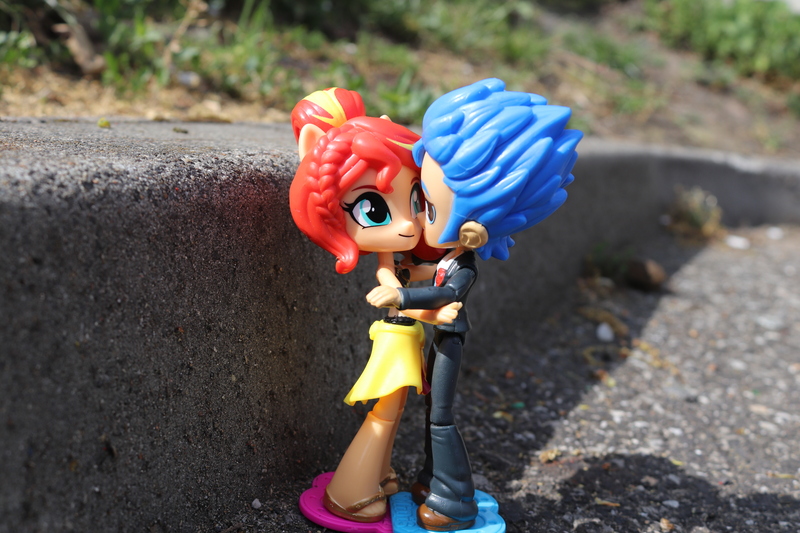 Size: 6000x4000 | Tagged: safe, artist:artofmagicpoland, derpibooru import, flash sentry, sunset shimmer, equestria girls, doll, equestria girls minis, eqventures of the minis, hape, hug, not shipping, toy