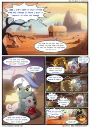 Size: 3500x4950 | Tagged: safe, artist:light262, artist:lummh, derpibooru import, star swirl the bearded, oc, oc:princess tempora, alicorn, pony, unicorn, comic:timey wimey, alicorn oc, book, bowtie, clothes, colt, comic, dessert, dialogue, fez, hat, magic, male, plushie, speech bubble, spoiled brat, younger