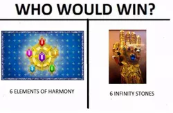 Size: 792x515 | Tagged: derpibooru import, elements of harmony, infinity gauntlet, infinity gems, infinity stones, infinity war, meme, no pony, safe, the avengers, who would win