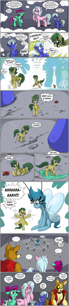 Size: 1440x6360 | Tagged: artist:willdabeard, champion, color, comic, derpibooru import, flurry, gimbal lock, guy fawkes, macro/micro, micro, oc, oc:misty, oc:mutt, oc:nutmeg, oc:sugar song, oc:sugarsong, original comic, safe, shrinking, shrunk, unofficial characters only