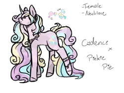 Size: 1600x1200 | Tagged: safe, artist:jaysey, derpibooru import, oc, unofficial characters only, unicorn, candy necklace, color palette, female, magical lesbian spawn, mare, offspring, parent:pinkie pie, parent:princess cadance, parents:cadancepie, simple background, solo, transparent background