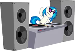 Size: 8812x6000 | Tagged: safe, artist:m99moron, derpibooru import, vinyl scratch, pony, unicorn, absurd resolution, bipedal, eyes closed, female, mare, simple background, solo, speakers, sunglasses, transparent background, turntable, vector