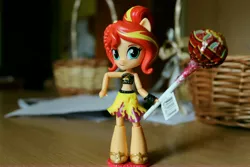 Size: 6000x4000 | Tagged: safe, artist:artofmagicpoland, derpibooru import, sunset shimmer, equestria girls, equestria girls series, basket, candy, clothes, doll, equestria girls minis, eqventures of the minis, food, lollipop, solo, sports bra, swimsuit, toy