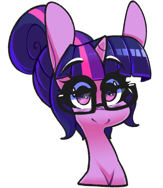 Size: 872x1006 | Tagged: safe, artist:sourspot, derpibooru import, sci-twi, twilight sparkle, pony, glasses, simple background, smiling, solo, white background