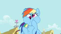 Size: 1200x675 | Tagged: safe, derpibooru import, screencap, rainbow dash, pegasus, pony, a bird in the hoof, animated, cute, dashabetes, derp, faic, female, mare, puffy cheeks, rainbow dash is best facemaker, silly, silly face, silly pony, solo
