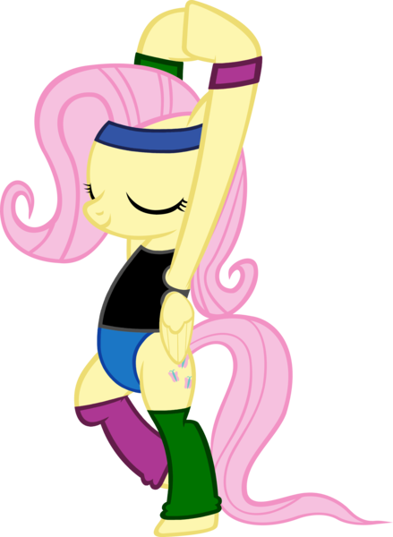 Size: 2434x3328 | Tagged: safe, artist:ironm17, artist:ninjashadow-x, derpibooru import, fluttershy, pony, bipedal, clothes, female, high res, leotard, pose, simple background, solo, transparent background, vector, workout outfit, yoga