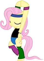 Size: 2434x3328 | Tagged: safe, artist:ironm17, artist:ninjashadow-x, derpibooru import, fluttershy, pony, bipedal, clothes, female, high res, leotard, pose, simple background, solo, transparent background, vector, workout outfit, yoga