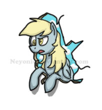 Size: 204x219 | Tagged: safe, artist:neyonic, derpibooru import, derpy hooves, pegasus, pony, confused, female, fourth wall, fourth wall destruction, mare, open mouth, picture for breezies, simple background, solo, transparent background, watermark