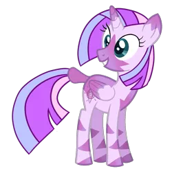 Size: 1254x1248 | Tagged: alicorn, alicorn oc, artist:unicorn-mutual, derpibooru import, female, hybrid, interspecies offspring, magical lesbian spawn, oc, offspring, parents:twicora, parent:twilight sparkle, parent:zecora, safe, simple background, solo, transparent background, unofficial characters only, zebra, zebra alicorn, zebra oc, zony