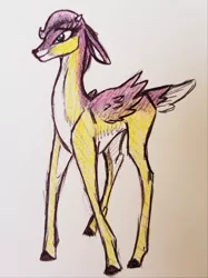 Size: 2789x3719 | Tagged: artist:smirk, deer, deerified, derpibooru import, fluffy, fluttershy, my little cervine, safe, solo, species swap, traditional art