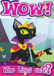 Size: 1191x1662 | Tagged: abyssinian, abyssinian king, black cat, caption, cat, derpibooru import, edit, expand dong, exploitable meme, gameloft, game screencap, idw, idw showified, image macro, meme, safe, solo, wow! glimmer