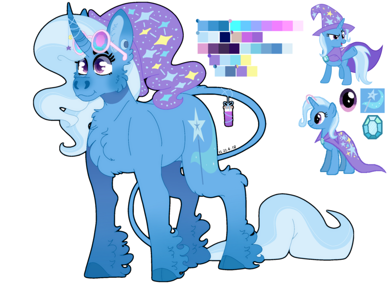 Size: 2560x1880 | Tagged: safe, artist:moonhowlerel, derpibooru import, trixie, classical unicorn, pony, unicorn, cheek fluff, chest fluff, cloven hooves, curved horn, ear fluff, image, leonine tail, png, simple background, smiling, solo, transparent background, twitterina design, unshorn fetlocks