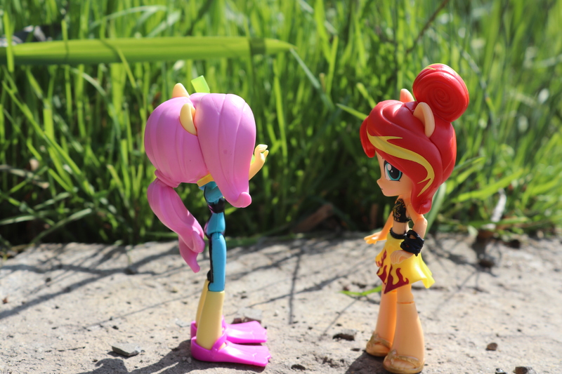 Size: 6000x4000 | Tagged: safe, artist:artofmagicpoland, derpibooru import, fluttershy, sunset shimmer, equestria girls, equestria girls series, clothes, doll, equestria girls minis, female, lesbian, shipping, sunshyne, swimsuit, toy