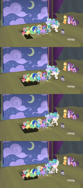 Size: 960x2160 | Tagged: alicorn, applejack, derpibooru import, discovery family logo, gallus, horse play, ocellus, oh crap, princess celestia, safe, sandbar, screencap, silverstream, smolder, spike, starlight glimmer, student six, twilight sparkle, twilight sparkle (alicorn), yona