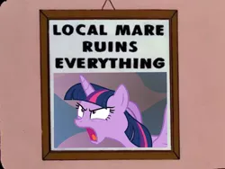 Size: 756x567 | Tagged: alicorn, cropped, derpibooru import, edit, edited screencap, exploitable meme, horse play, local mare ruins everything, meme, memegenerator, safe, screencap, solo, text, the simpsons, twilight sparkle, twilight sparkle (alicorn)