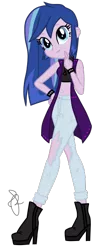 Size: 228x556 | Tagged: safe, artist:ilaria122, artist:pupkinbases, derpibooru import, part of a set, oc, oc:velvet star, equestria girls, base used, belly button, bellyring, boots, bracelet, cardigan, clothes, equestria girls-ified, female, high heel boots, midriff, offspring, parent:flash sentry, parent:twilight sparkle, parents:flashlight, piercing, ripped pants, shoes, simple background, transparent background