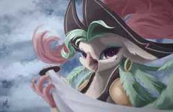 Size: 1676x1080 | Tagged: artist:fluttersheeeee, captain celaeno, derpibooru import, ear piercing, earring, hat, jewelry, my little pony: the movie, piercing, pirate hat, safe, solo, sword, weapon