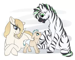 Size: 4000x3200 | Tagged: safe, artist:honiibree, derpibooru import, oc, unofficial characters only, hybrid, pegasus, pony, zebra, zony, baby, baby pony, colored hooves, cute, diaper, eye contact, family, father and daughter, female, floppy ears, foal, glasses, looking at each other, male, mare, mother and daughter, mother and father, offspring, prone, simple background, sitting, weapons-grade cute, white background, zebra oc