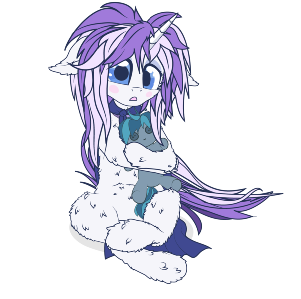 Size: 1024x1017 | Tagged: safe, artist:lexifyrestar, derpibooru import, oc, oc:lexi fyrestar, unofficial characters only, pony, bandana, blushing, cape, clothes, cuddling, female, floppy ears, fluffy, mare, misleading source, plushie, simple background, sitting, transparent background