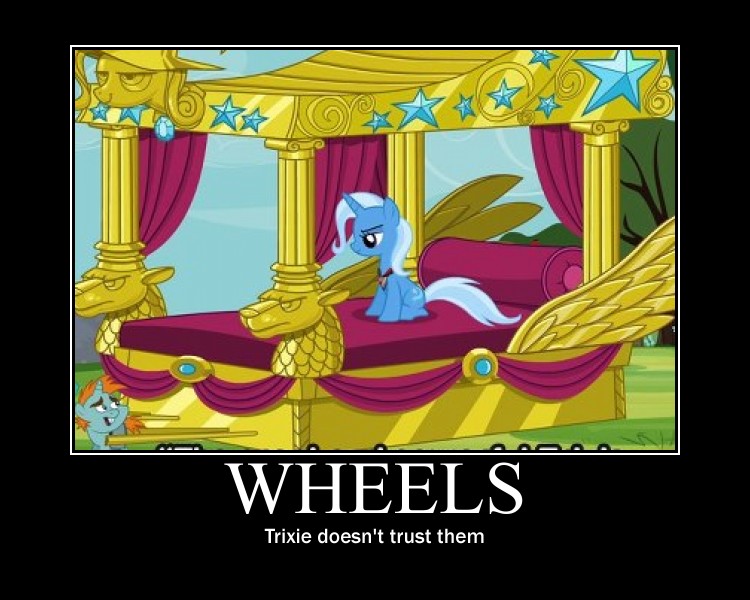 Size: 750x600 | Tagged: alicorn amulet, artist:scarecrow113, derpibooru import, gold, litter, magic duel, motivational poster, safe, slowpoke, snips, that pony sure does hate wheels, trixie