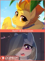 Size: 2082x2809 | Tagged: advertisement, anthro, artist:fensu-san, derpibooru import, female, marble pie, mare, open mouth, patreon, patreon logo, patreon preview, paywall content, solo, speech bubble, spitfire, suggestive
