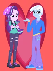 Size: 470x630 | Tagged: safe, artist:jamessentry, derpibooru import, starlight glimmer, trixie, equestria girls, equestria guys, female, half r63 shipping, male, rule 63, shipping, startrist, startrix, straight, tristan