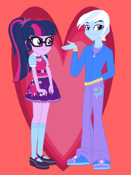 Size: 470x630 | Tagged: safe, artist:jamessentry, derpibooru import, sci-twi, trixie, twilight sparkle, equestria girls, equestria guys, female, half r63 shipping, male, rule 63, sci-twixie, shipping, straight, tristan, tristansparkle, twixie