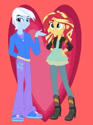 Size: 470x630 | Tagged: safe, artist:jamessentry, derpibooru import, sunset shimmer, trixie, equestria girls, equestria guys, female, half r63 shipping, male, rule 63, shipping, straight, suntrix, tristan