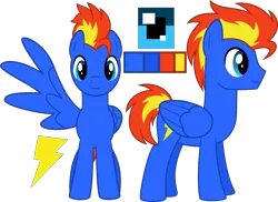 Size: 2500x1816 | Tagged: safe, artist:airfly-pony, derpibooru import, oc, oc:wing hurricane, unofficial characters only, pegasus, pony, cutie mark, folded wings, large wings, lighting bolt, looking at you, looking forward, male, pegasus oc, rcf community, reference sheet, short tail, simple background, smiling, solo, spread wings, stallion, transparent background, vector, wings