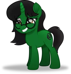 Size: 2871x3000 | Tagged: safe, artist:applec1234, deleted from derpibooru, derpibooru import, oc, oc:ambitious gossip, pony, unicorn, my little pony: the movie, glasses, grin, movie accurate, shy, simple background, smiling, solo, transparent background, vector