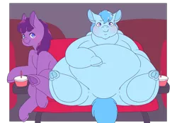 Size: 4309x3000 | Tagged: artist:fatfurparadise, derpibooru import, fat, morbidly obese, movie, obese, oc, oc:chloride cull, oc:sweets, suggestive, underhoof, unofficial characters only