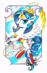 Size: 559x864 | Tagged: safe, artist:andypriceart, derpibooru import, ponified, alicorn, pony, alicornified, colored wings, colored wingtips, lasso of truth, race swap, solo, wonder pony, wonder woman