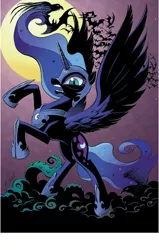 Size: 550x864 | Tagged: safe, artist:andypriceart, derpibooru import, nightmare moon, alicorn, bat, pony, ethereal mane, female, looking at you, mare, moon, night, rearing, solo, spread wings, tentacles, wings
