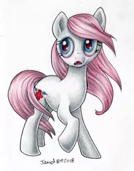 Size: 1528x1940 | Tagged: safe, artist:andpie, derpibooru import, oc, oc:laura, pony, vampony, female, mare, solo, traditional art