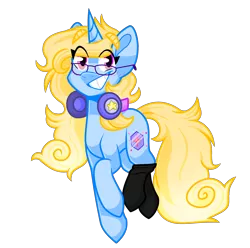 Size: 3102x3077 | Tagged: safe, artist:dollmaker47, derpibooru import, oc, oc:love shield twinkle, pony, unicorn, clothes, female, glasses, headphones, high res, mare, simple background, socks, solo, transparent background