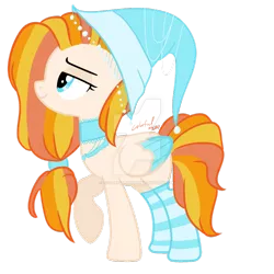 Size: 900x900 | Tagged: safe, artist:sugarplanets, derpibooru import, oc, unofficial characters only, pegasus, pony, base used, choker, clothes, colored wings, colored wingtips, female, hat, kneesocks, mare, raised hoof, simple background, socks, solo, striped socks, transparent background, two toned wings, watermark, witch hat