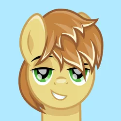 Size: 600x600 | Tagged: safe, artist:cloudyglow, derpibooru import, feather bangs, pony, grin, looking at you, male, simple background, smiling, solo, stallion